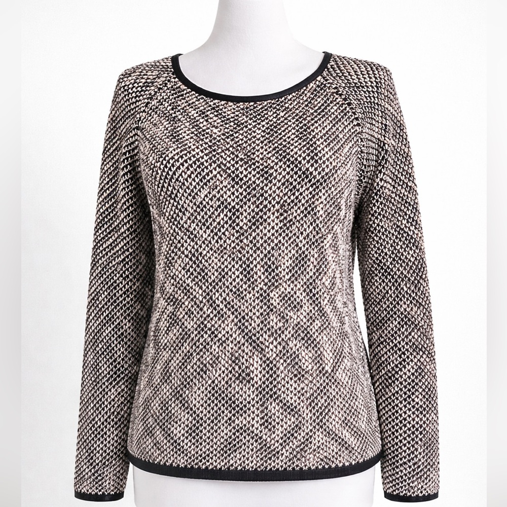 Zara knit & faux leather neckline sweater